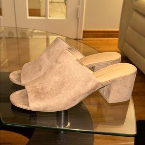 Women's Suede Block Heel Mules